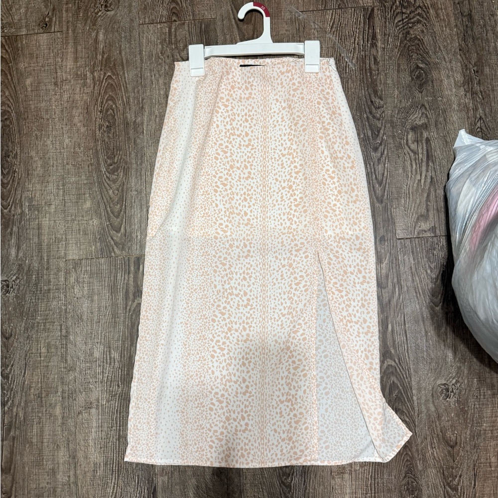 Forever 21 Asymmetrical Leopard Print Skirt - Cream and Tan